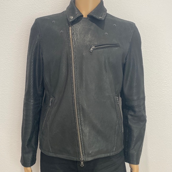 John Varvatos Mens Luxe Black Leather Jacket